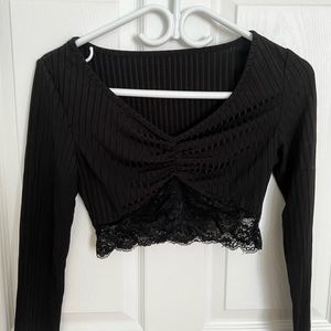 Black lace crop top never worn